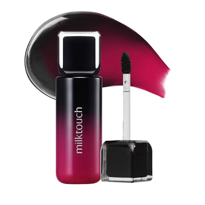MILKTOUCH Black Peel Off Lip Tattoo - Long-Lasting Matte Lip, Waterproof & Transfer-Proof, Highly Pigmented, Stay-On-All-Day Lip Tint Stain (4.5g) #01 Black Cherry