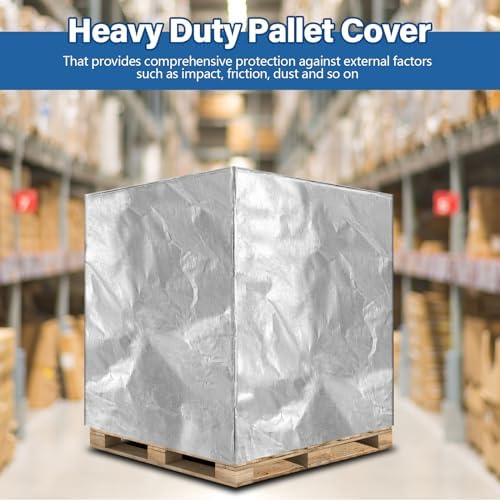 2 Pcs Silver 48" x 60" x 48" Heavy Duty Pallet Tarp Waterproof PE - Image 2