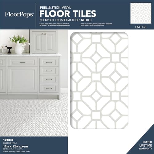 FloorPops Lattice Peel and Stick Floor Tiles, Geometric Vinyl Floor Tiles - Image 2