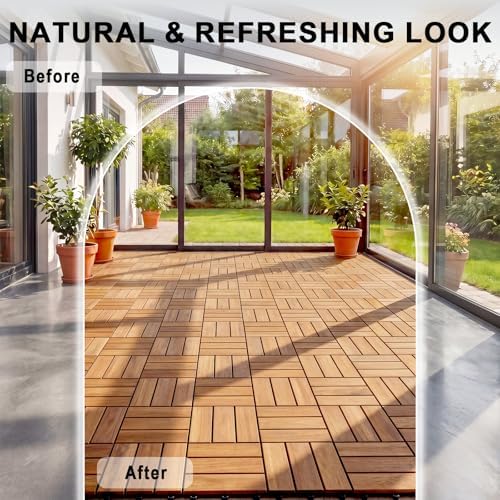 Goplus 54-Pack Acacia Wood Interlocking Deck Tiles - Image 6