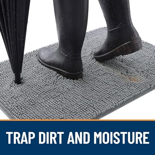 OLANLY Dog Door Mat for Muddy Paws 36x24, Super Absorbent Chenille Mud Mat - Image 2