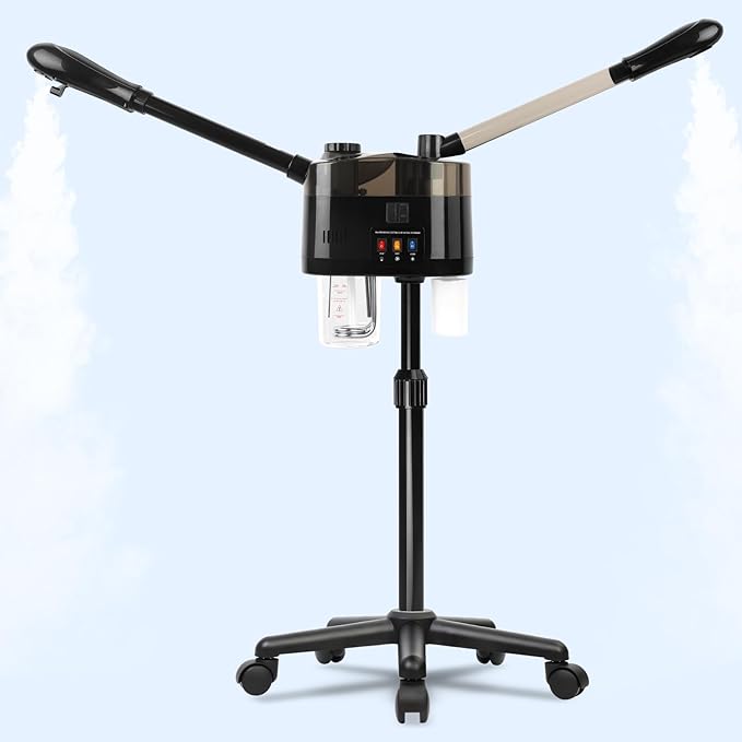 Professional Facial Steamer, Hot&Cold Mist Facial Steamer, Facial Humidifier on Wheels, Esthetician Steamer for Facial Deep Cleaning and Moisturize, Suitable for Spa, Salon and at Home Use