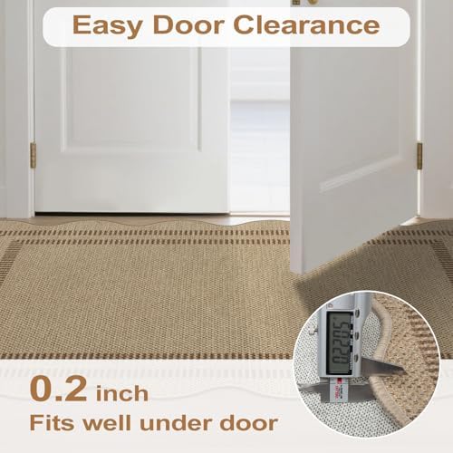 Scalloped Easy Jute 2.6x8 Kitchen Runner Rug, Washable Rugs - Image 6