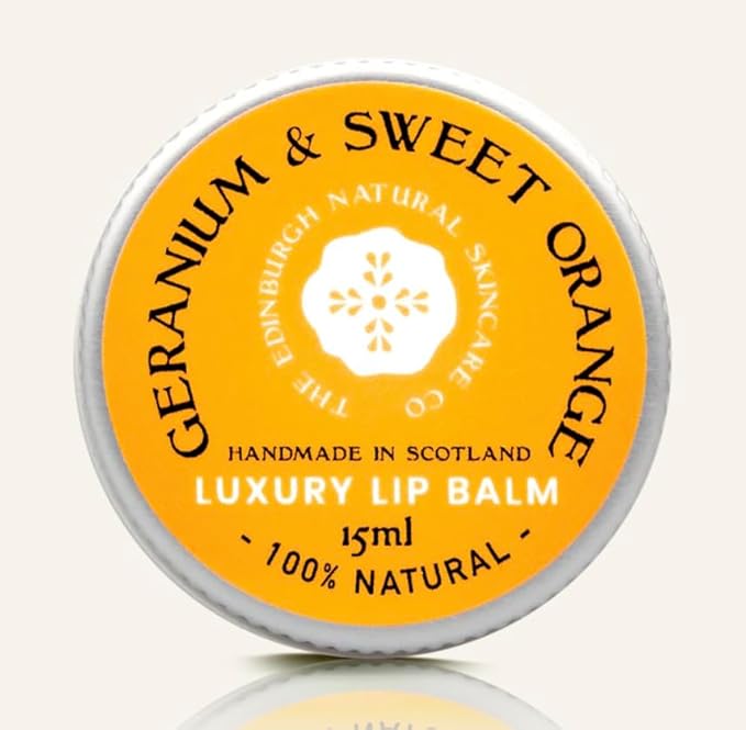 Sweet Orange and Geranium Lip Balm | Moisturises, Conditions & Repairs | Coconut Oil & Cocoa Butter | 100% Natural | Handmade in Scotland