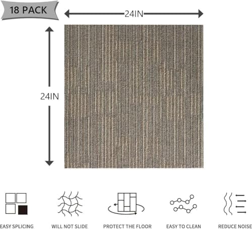 LITA Carpet Tiles Reusable 24" x 24" Squares Indoor/Outdoor, Khaki Polypropylene - Image 2