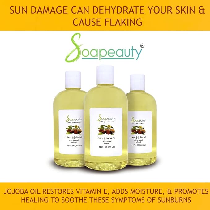Soapeauty Clear Jojoba Oil | 100% Pure & Natural | Refined, Cold Pressed, Hexane Free | Moisturizing Oil for Skin, Face, Hair & Nails | 64 fl oz