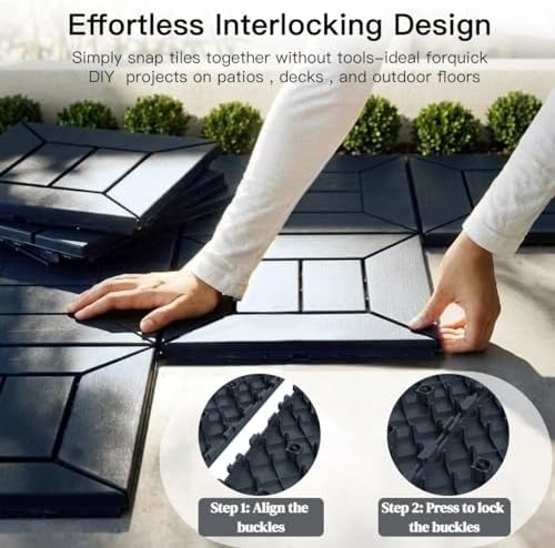 Interlocking Deck Tiles, Outdoor Patio Flooring, 44 Pack All Weather Waterproof - Image 4
