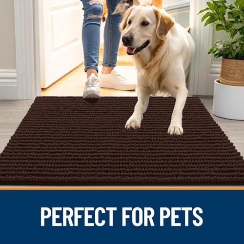 OLANLY Dog Door Mat for Muddy Paws 44x32, Extra Absorbent Chenille Mud Mat - Image 6