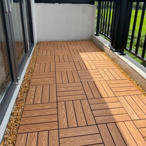Composite Wood Deck Tiles 24 x 12 in, Interlocking Outdoor Decking Tiles - Image 6