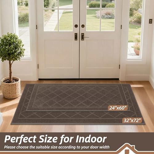 BEQHAUSE Dirt Trapper Door Mat 32" x 72", Doormat Non-Slip, Light Brown - Image 2