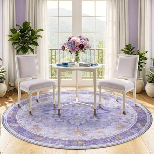 RELEANY Washable Area Rug, Round 5ft - Image 3