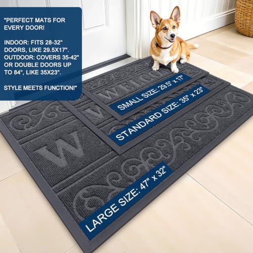OLANLY Welcome Door Mat Indoor Outdoor 29.5x17, Heavy-Duty Rubber Doormat - Image 3