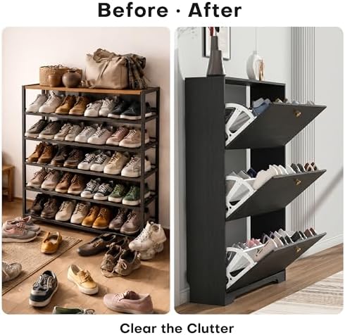 Nicetree Shoe Cabinet with 3 Flip Drawers, Entryway Shoes Organizer - Image 6