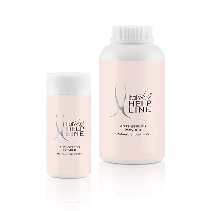 Italwax Help Line Anti-Stress Powder 1.06 oz (30g) – Calamine Soothing Formula – Reduces Redness After Waxing – Protects and Calms Sensitive Skin – for Professional and Home Use