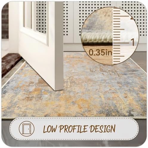 Beige Gold Rug Runners for Hallways Kitchen 2.6x8 Non Slip Washable Entryway - Image 5