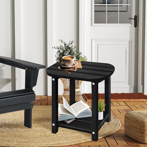 LZRS 2-Tier Patio Side Table, Heavy Duty HDPE Outdoor End Table - Image 2