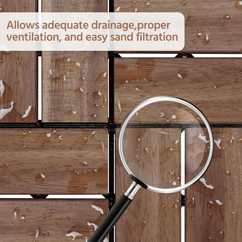 Yaheetech 108PCS Acacia Wood Deck Tiles Interlocking Patio Flooring - Image 7