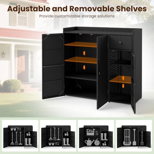 Tangkula Rattan Outdoor Storage Cabinet - Image 4