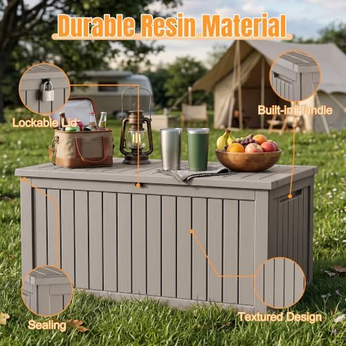 Outdoor Storage Box, 360 Gallon Waterproof Resin Deck Box - Image 3