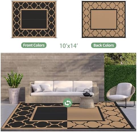 GENIMO Outdoor Rug, Waterproof Plastic Rugs 10'x14' - Image 5