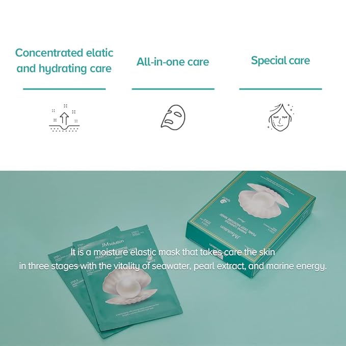 JMsolution Marine Luminous Pearl Deep Moisture 3 Step Skin Care Face Mask - Korean Skincare Facial Mask - boosting Brightening Moisturizing-10 Sheets for Dry Skin