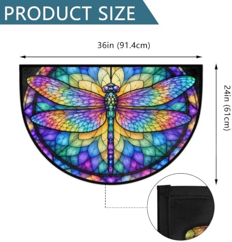Dragonfly Half Round Door Mat Outdoor Doormat Bedroom Entrance Rug A21 - Image 3