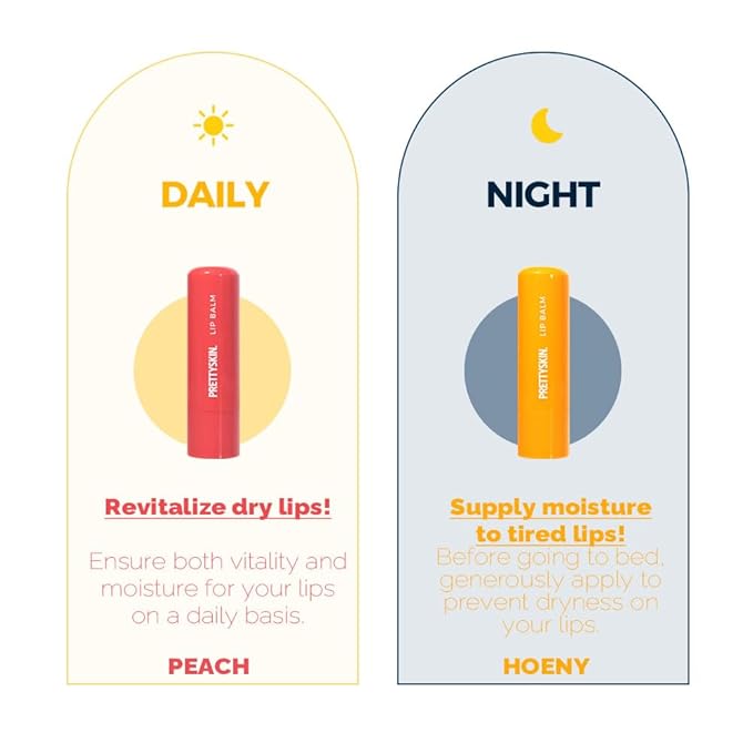 PS.PRETTYSKIN Moisture Lip Balm 0.15oz.(4.5g) Smooth, Soft Texture, Hydrating, Natural Shine, Glossy, korean lip balm (Peach)