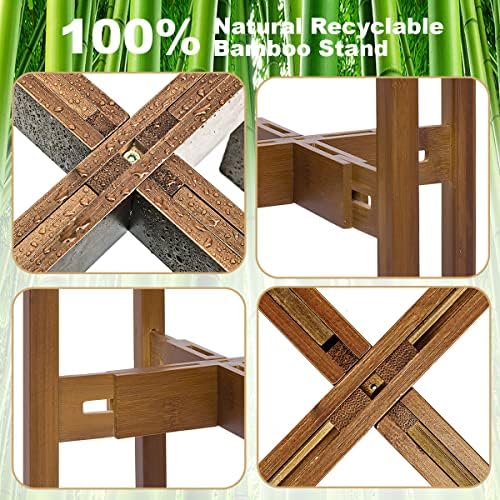 Rnined Adjustable Plant Stand Indoor, Bamboo Mid Century Modern Plants Stands - Image 4