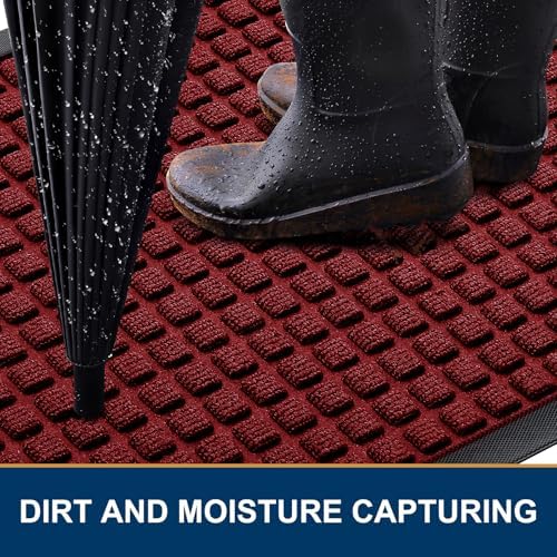 Smiry Front Door Mat Outside Entrance, Natural Rubber Doormat, 35x23 Inch - Image 2
