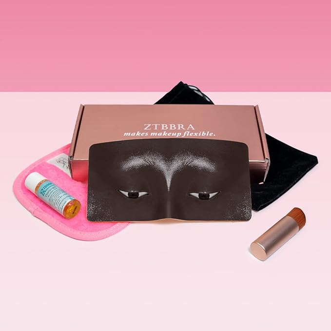 Makeup Mannequin Face, 3D Silicone Makeup Practice Face/Makeup Mannequin Face, Come with Makeup Brush, Makeup Removal, Cleanser&a Velour Bag, for Professional Makeup Artists/Beginners