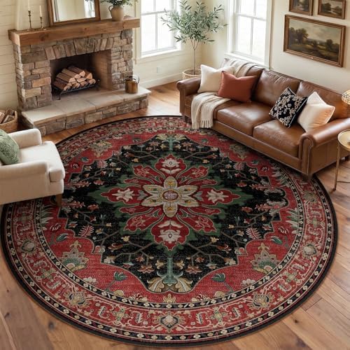 RELEANY Washable Area Rug, Round 8ft by RELEANY