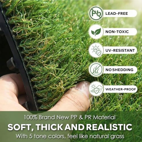XLX TURF Artificial Grass Tiles Interlocking Outdoor Turf 12"x12" 9 Pack - Image 3