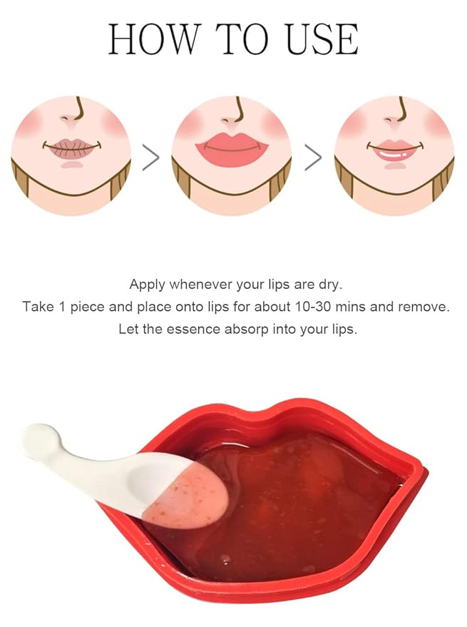 PS.PRETTYSKIN Rose Lip Masks for Dry Lips Care, Hydrogel Formula, moisture,nutrition, elasticity and vitality of lips,Rosa Centifolia Flower Extract,castor seed oil Extract,Lip care, Pack of 20