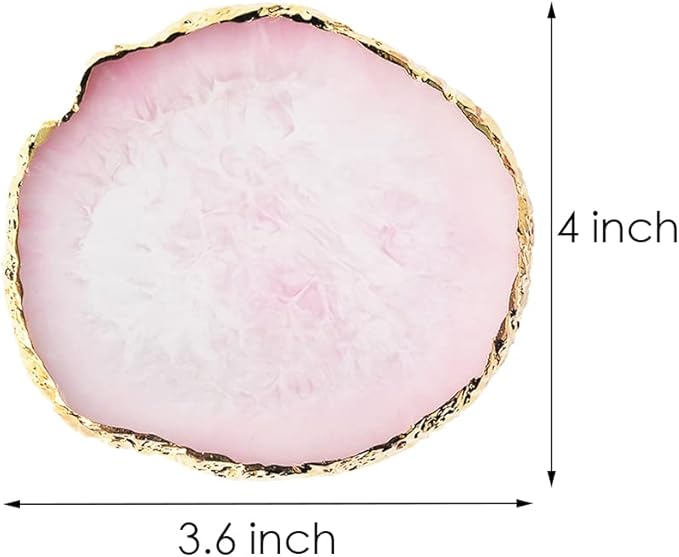 Resin Nail Art Palette, Nail Art Painting Mixed Color Palette Gold Edge Nail Gel Color Makeup Display Board (Pink+White)
