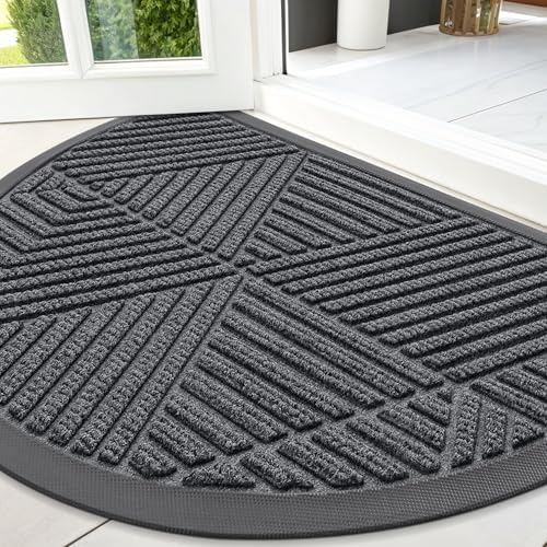 Smiry Half Circle Front Door Mat Outside Entrance, Rubber Doormat by Smiry