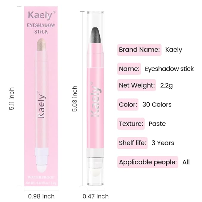 Kaely 2in1 Cream Eye Shadow Brightener Sticks for Eyes, Pencil Eyeshadow Applicator Stick Waterproof Pigmented, Eye Shadow Palette Highlighter Makeup, sombras para ojos, 03 Pearl Black Shimmer