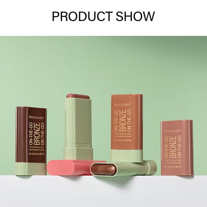 UNYOKE Soft Creamy Highlighter Blush Stick,Smooth Shimmer Bronzer Stick,Long Lasting Waterproof Blush Illuminator Luminizer,Blendable Natural Glow Makeup Cream Blush Highlight 0.6 Oz(02# Soft Glow)