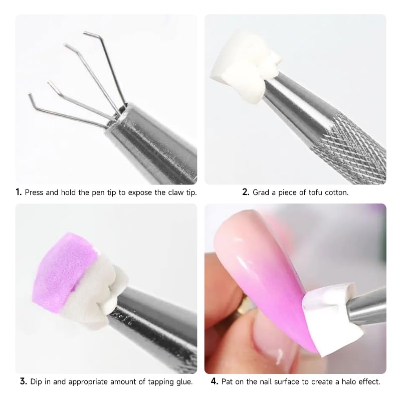 Nail Sponges Set for Ombre Gel,Nail Art Tools Set 50Pcs Nail Sponges With Nail Art Brush Claw Grabbing Pen Storage Box Nail Art Tools for Ombre Gel Painting Color