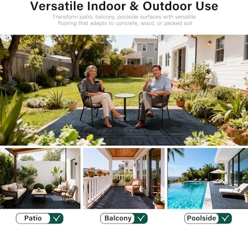 Interlocking Deck Tiles, Outdoor Patio Flooring, 44 Pack All Weather Waterproof - Image 6