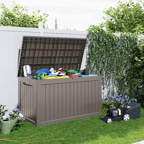 PatioZen 281 Gallon Large Resin Deck Box, Lockable Outdoor Storage Box - Image 5