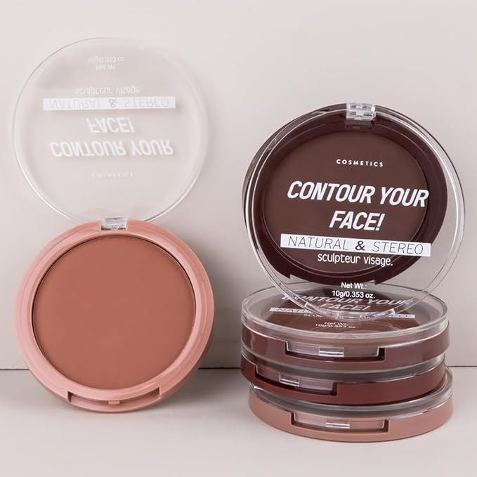 Natural Matte Warm Brown Cream Contour Palette – Lightweight, Blendable Monochrome Powder Base for All Skin Tones, Face Makeup for Women & Men, Vegan & Cruelty-Free, Paleta de Contorno en Crema Mate