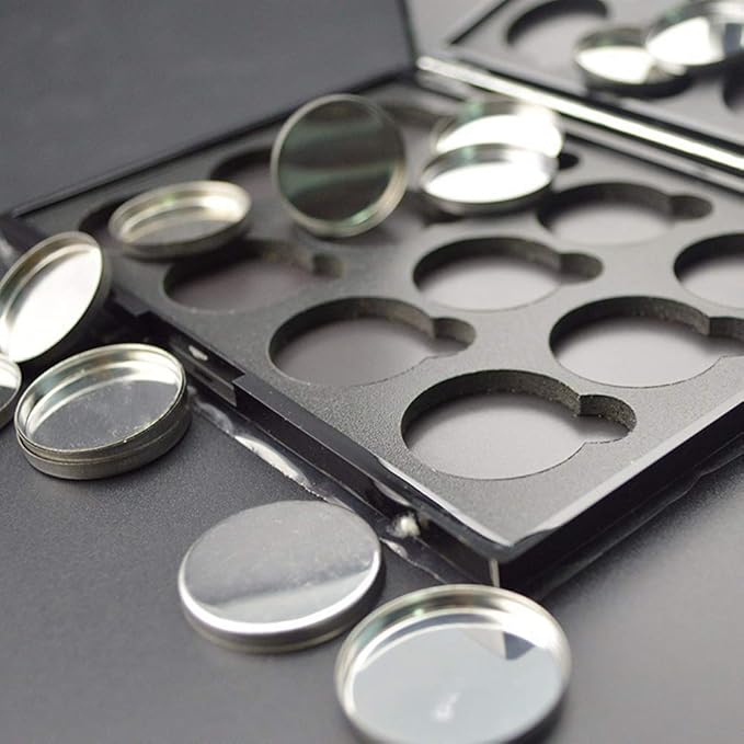 30 Pieces Empty Round Metal Tin Palette Pans Round Metal Pans Cosmetic Eyeshadow Pans for Eyeshadow Palette for Magnetic Makeup Palette, 26mm Diameter 5mm Height