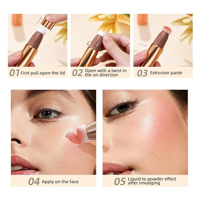 Highlighter Beauty Wand, Shimmer Liquid Highlighter Stick with Cushion Applicator, Lightweight Super Silky Cream Body Face Glowing Highlight Makeup