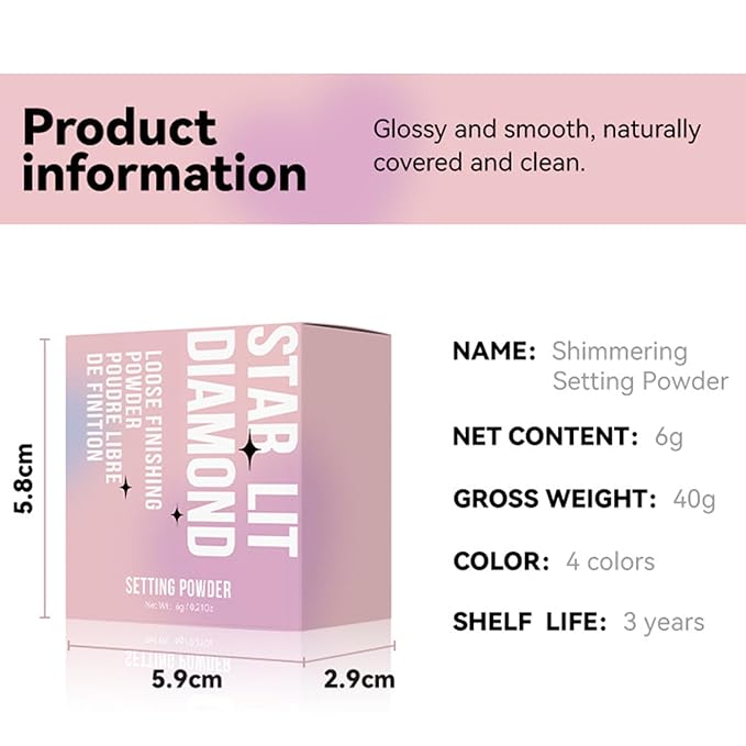 Loose Face Powder Setting Powder, Shimmer Glitter Loose Powder, Matte Finishing Powder Shine, Waterproof, Oil Control, Lightweight Face Powder Makeup for All Skin Tones (Dark Brown Shimmer)