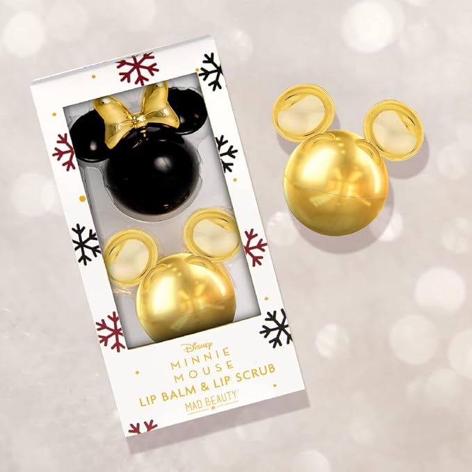 MAD BEAUTY Minnie Mouse Lip Balm & Lip Scrub Duo Set, Vanilla Lip Scrub & Cranberry Lip Balm, Smooth & Soothe for Soft Lips, Moisturizing, Nourishing Lip Kit, Great Gift for Disney Fans