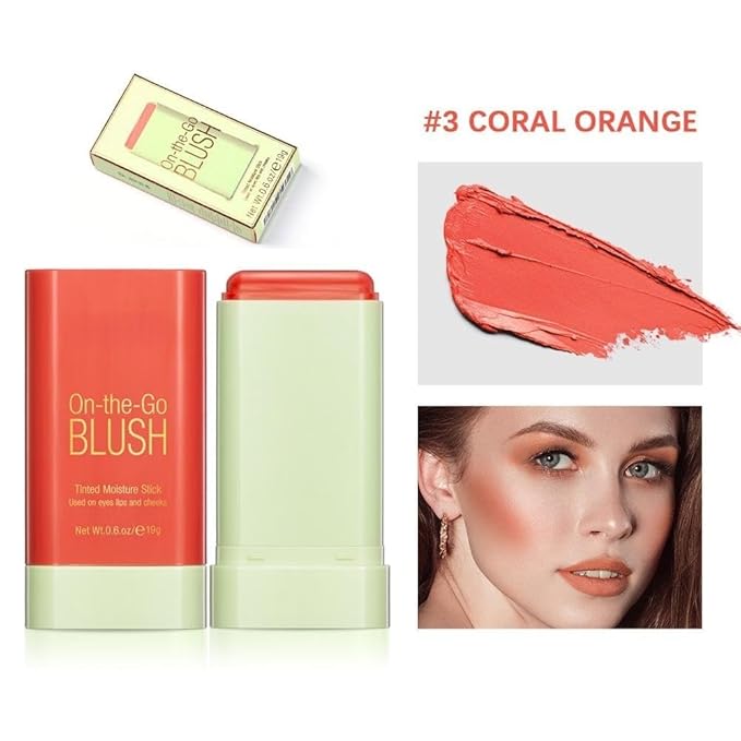 Blush Rare Beauty Liquid Blush Cream Blush Stick For Cheeks Natural Blendable Powder Blusher Stick On The Go Blush Brushes For Makeup Cheeks,Natural Waterproof, Long Lasting (orange)