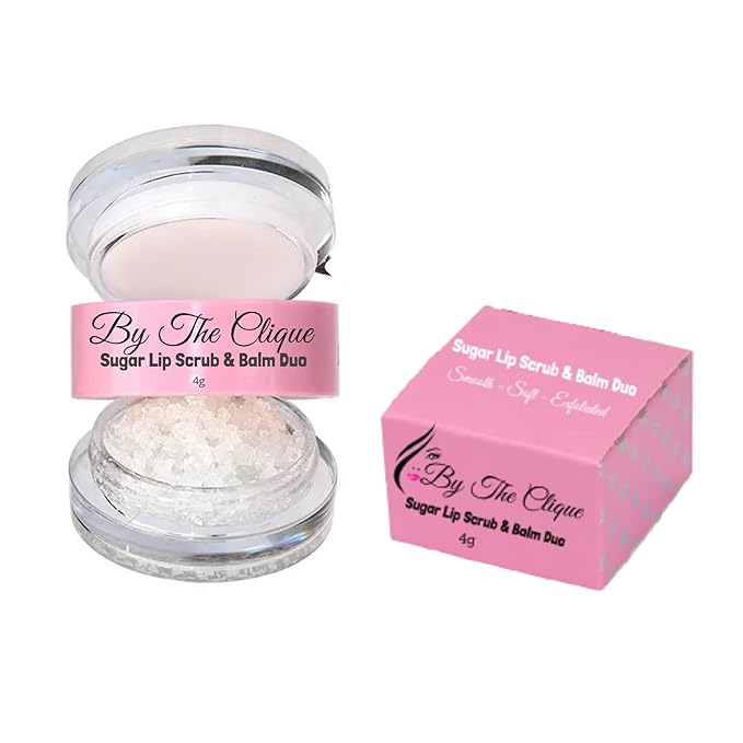 Premium 2 in Exfoliating Sugar Lip Scrub and Smoothing Safflower Oil Infused Lip Balm Duo | All Natural Ingredients | Vegan, Gluten Free and Cruelty Free | Vanilla Sugar