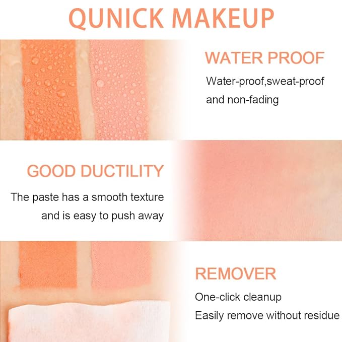 evpct 2Pcs Shimmer Orange Cream Blush Stick for Cheeks Lips Tint Eyes Contour Highlighter Makeup Sticks Lightweight Hydrating formula rubor en crema para los cachetes 02 Coral Pink & 03 Coral Orange