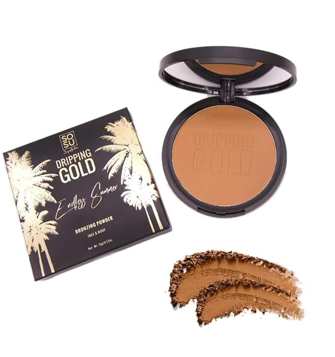 SOSU Endless Summer Matte Bronzing Powder! Face And Body Bronzer Powder! Highly Pigmented Compact Mini Bronzer! Suitable For Face & Body! Choose From Illuminating Or Matte! (Matte)