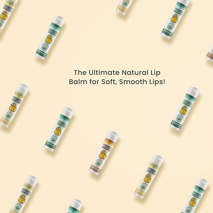 Rubber Ducky Sunscreen - Organic Lip Balm for Women, All Natural Lip Balm Stick with Vitamin E - Moisturizing & Hydrating Lip Balm for Dry Lips - Untinted and Non-Toxic Lip Care - Coconut, 3 Pack